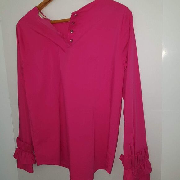MICHAEL KORS Womens Long  Sleeve Blouse with Double Ruffle Cuffs at Wris… - Picture 7 of 13